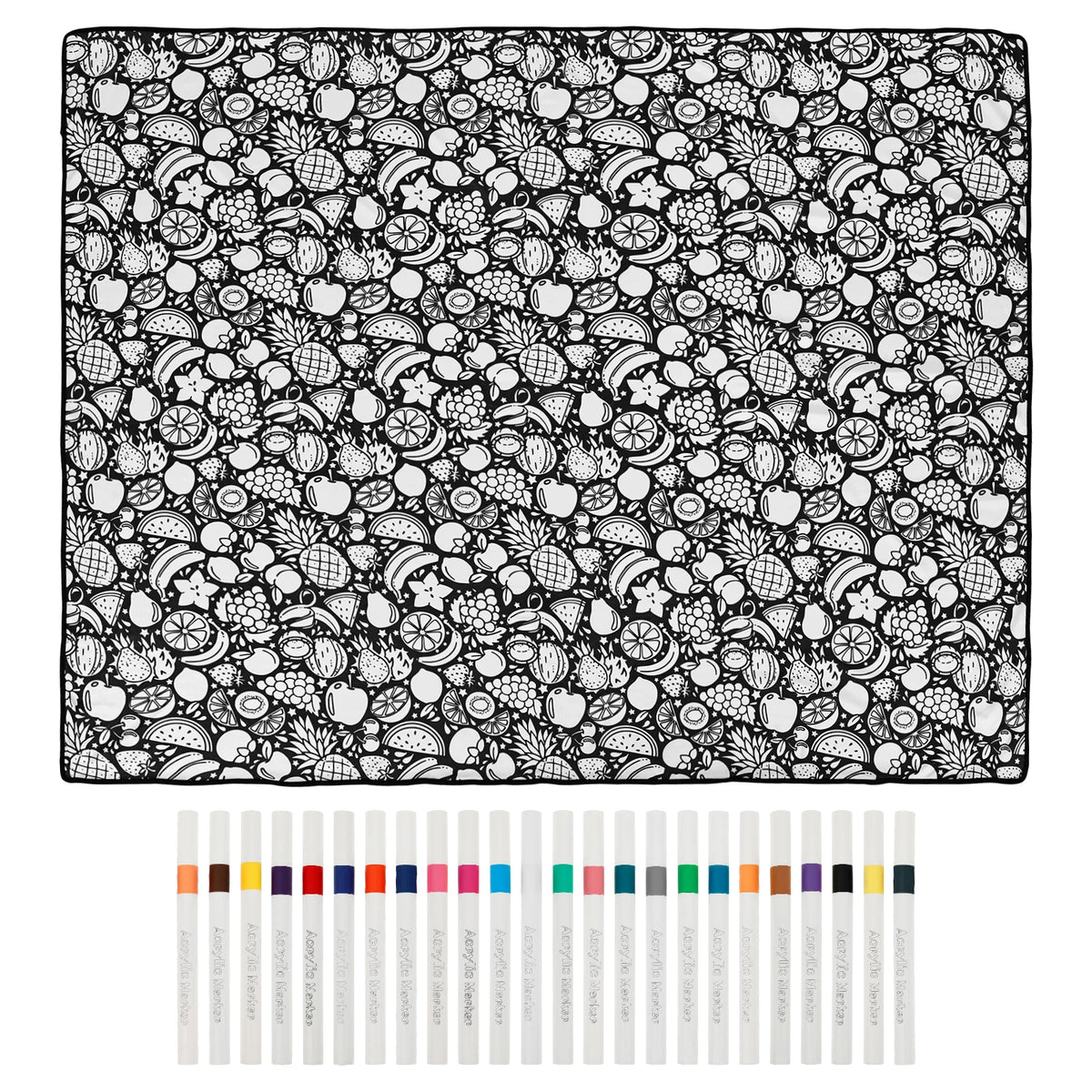 Couverture à colorier – motif Fruits