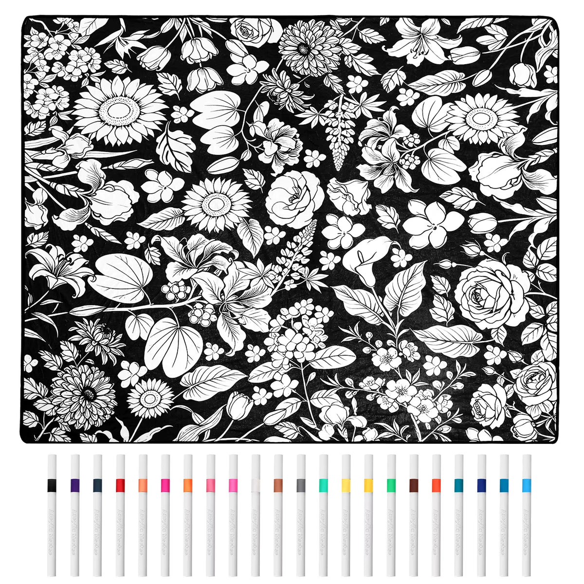 Couverture à colorier – motif Fleurs